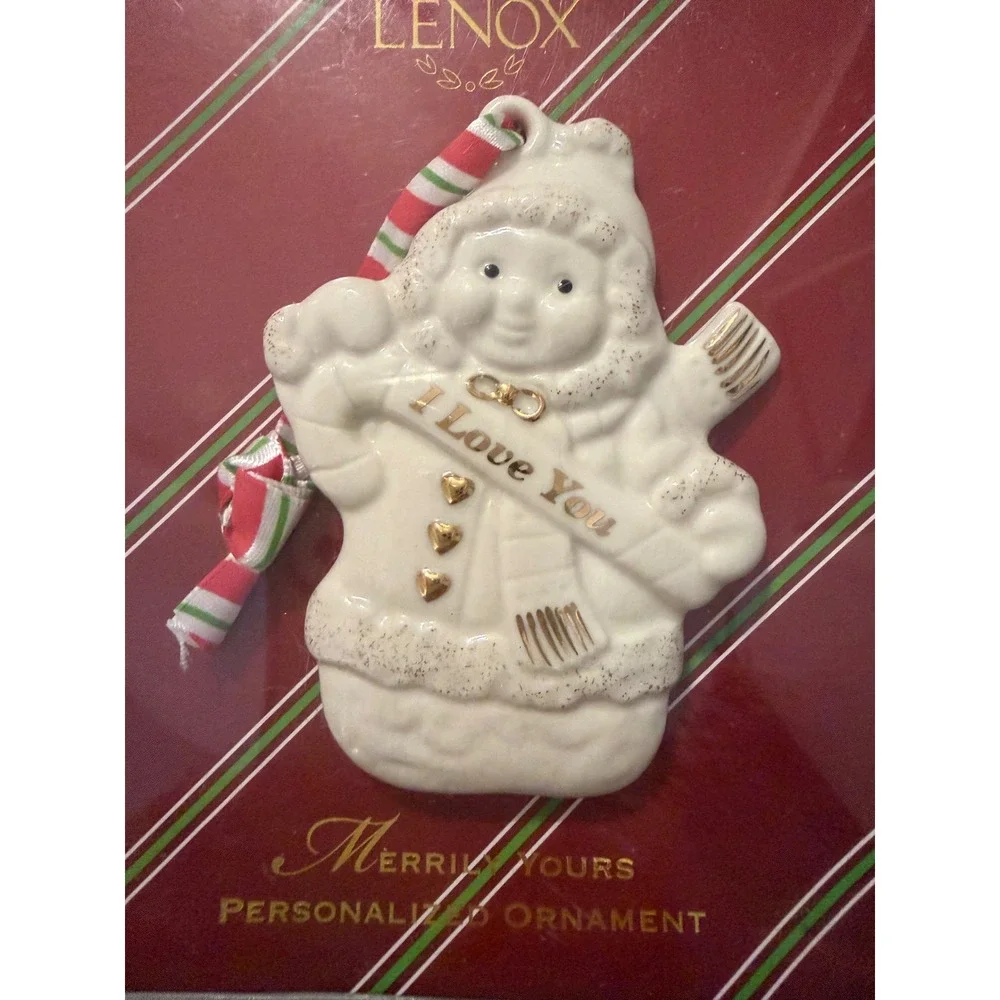 Lenox Merrily Yours I Love You Snowman‎ Porcelain Christmas Ornament 775597 NEW
